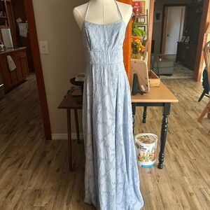 Lulu's Light Blue Floral Maxi Dress